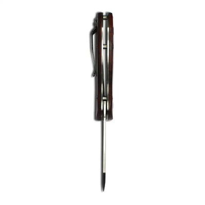 Brown wooden pen with silver accents for Enlan EL-05 outdoor hunting knife