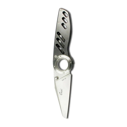 Sleek Enlan EL-07S silver folding knife with black accents and stainless steel blade