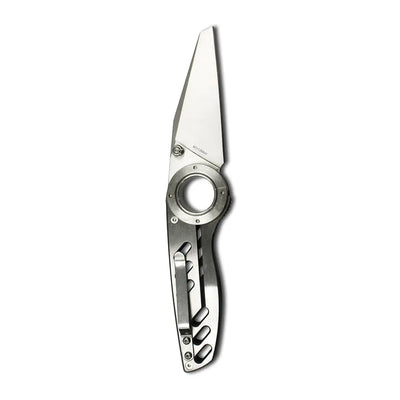 Sleek Enlan EL-07S silver folding knife with black accents and stainless steel blade for country clothing