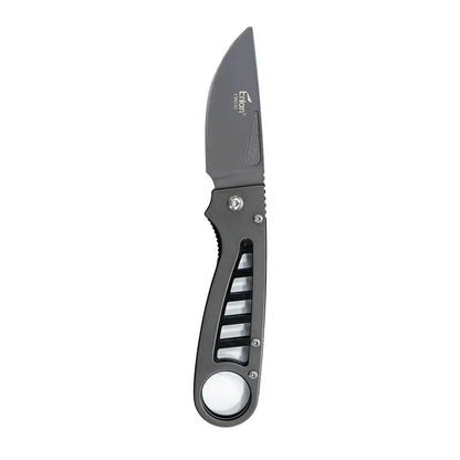 Enlan EW046 black folding knife with serrated stainless steel blade