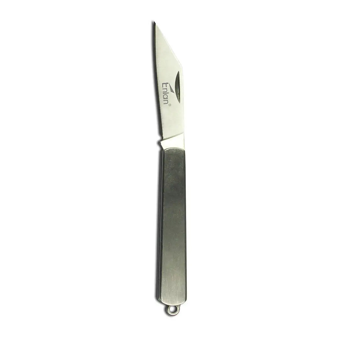 Sleek silver Enlan M031S folding pocket knife with stainless steel blade