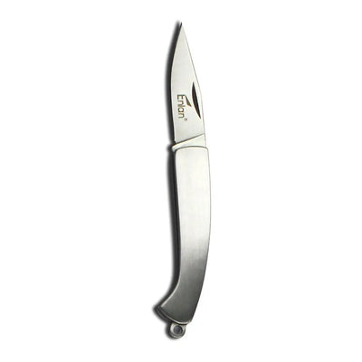 Sleek silver Enlan M032S folding knife with stainless steel blade and Erno branding