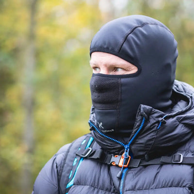 Black extremities guide balaclava with fleece nose cover for soft shell warmth