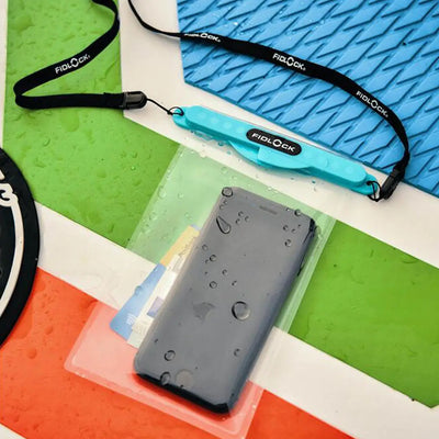 Waterproofed smartphone with lanyard in Fidlock Medi Dry Bag for ultimate protection
