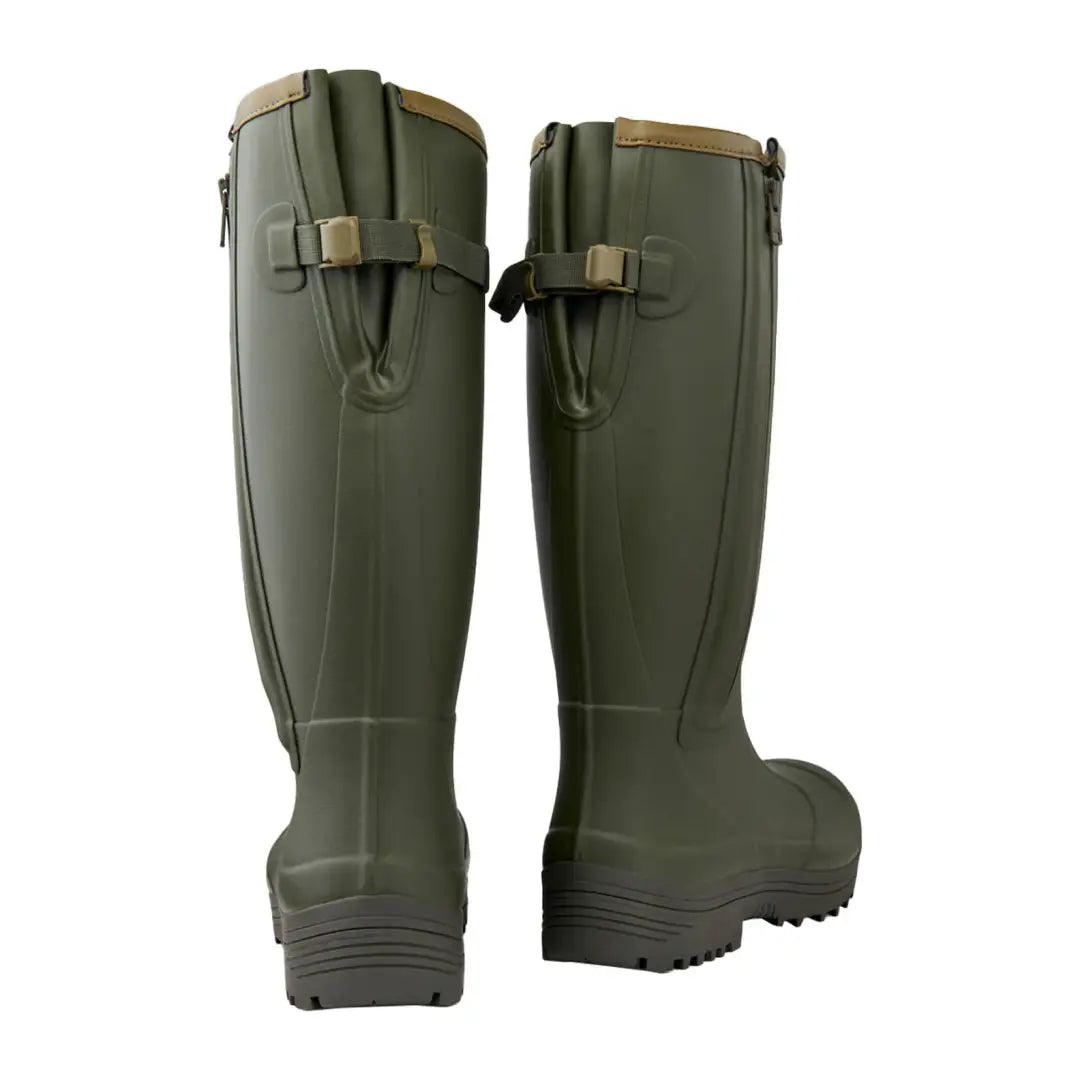 Olive green rubber boots for pheasant game men’s with normal calf fit and side zip