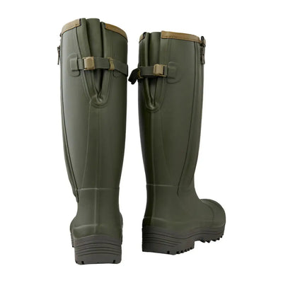 Olive green rubber boots for pheasant game men’s with normal calf fit and side zip