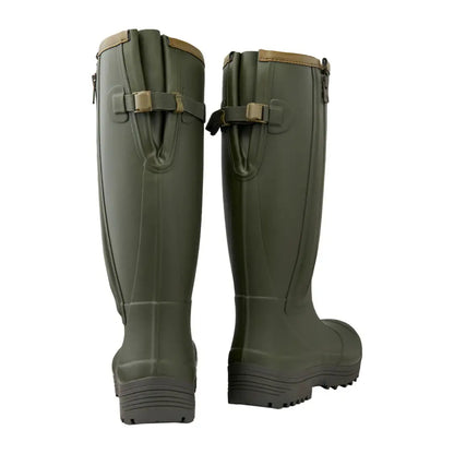 Olive green rubber boots for pheasant game men’s with normal calf fit and side zip
