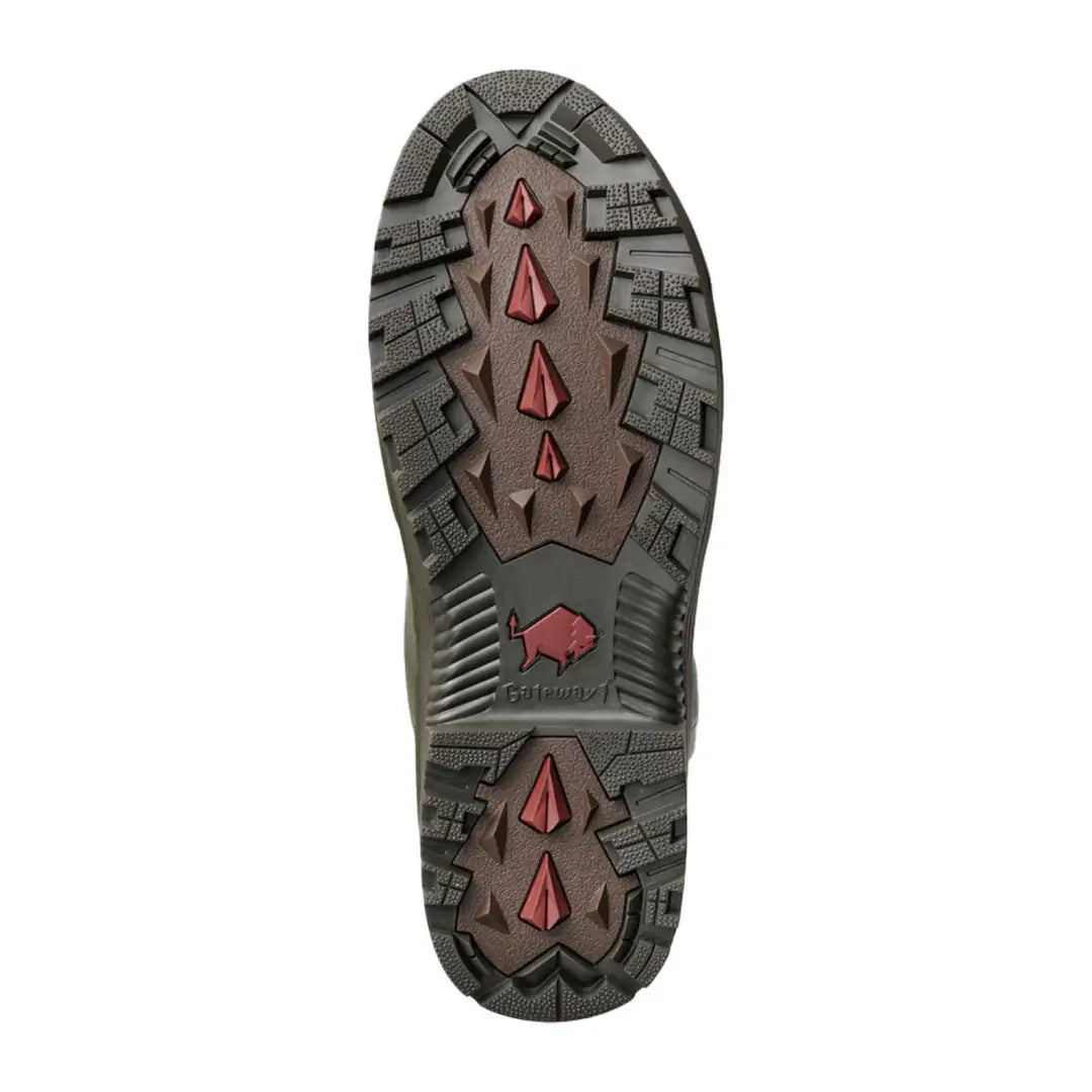 Boot sole with red accents of Gateway1 Pheasant Game 18’’ 5mm Side Zip Wellington Boots for pheasant game men’s style