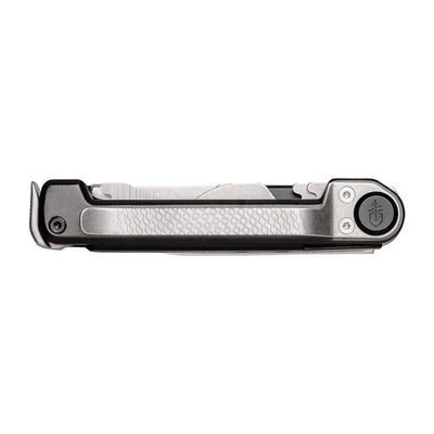 Folding pocket knife with textured metallic handle and locking mechanism from Armbar Scout series