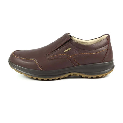 Brown leather Grisport Melrose Active Slip On Shoe with rugged sole for everyday wear
