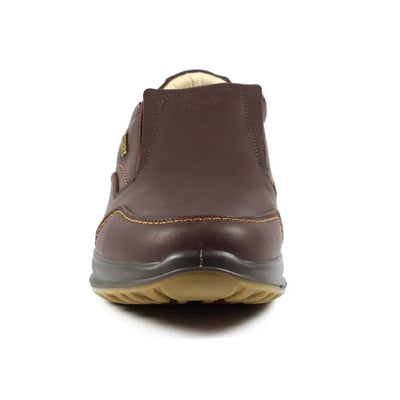 Brown leather Grisport Melrose Active Slip On Shoe with a thick sole for style and comfort