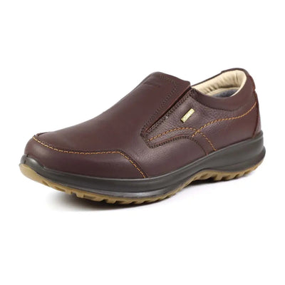 Brown leather Grisport Melrose Active slip-on shoe with thick rubber sole