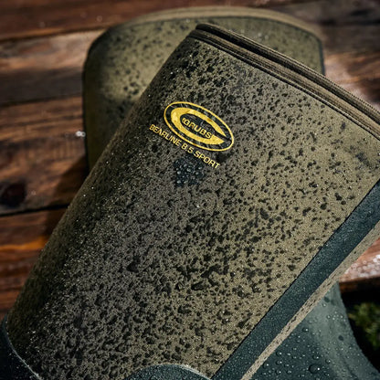Waterproof olive green Grubs Bearline boots with textured surface for country clothing and hunting
