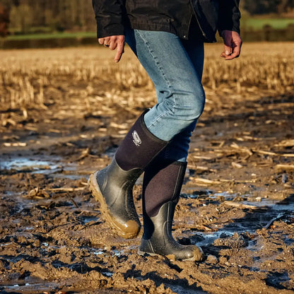 Black neoprene and rubber mud boots from Grubs Bearline for hunting and country clothing