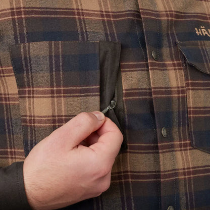 Härkila Aivak Long Sleeve Shirt with plaid flannel, zippered pocket, perfect for country hunting gear