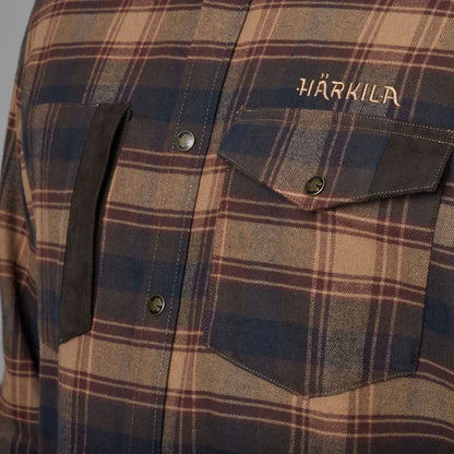 Härkila Aivak Long Sleeve Shirt with plaid pattern and press stud details for hunting or country clothing