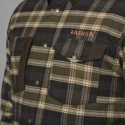 Härkila Aivak Long Sleeve Shirt with plaid pattern and press stud details for hunting country clothing