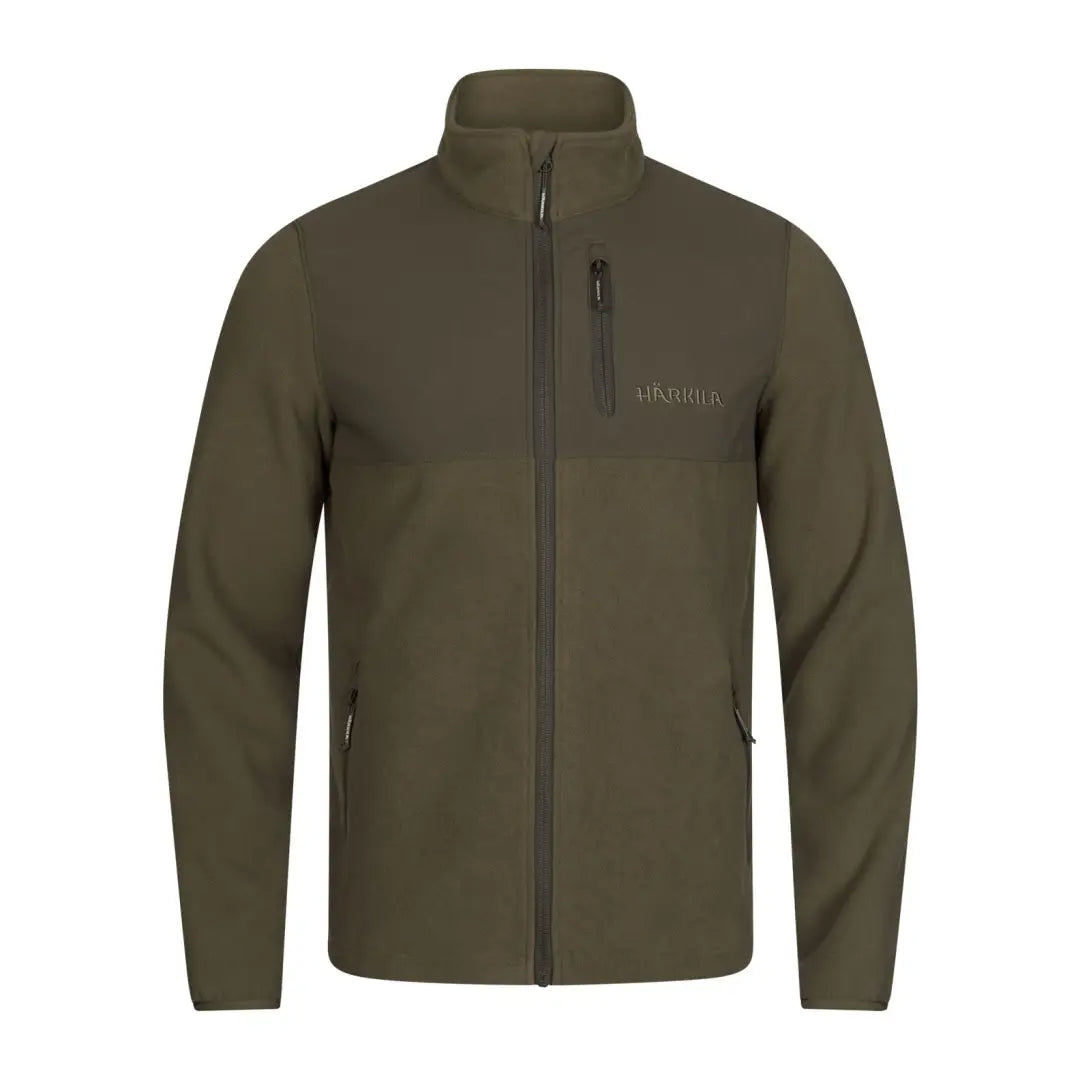 Olive green Härkila Fjell Fleece Jacket zip-up fleece jacket for outdoor adventures