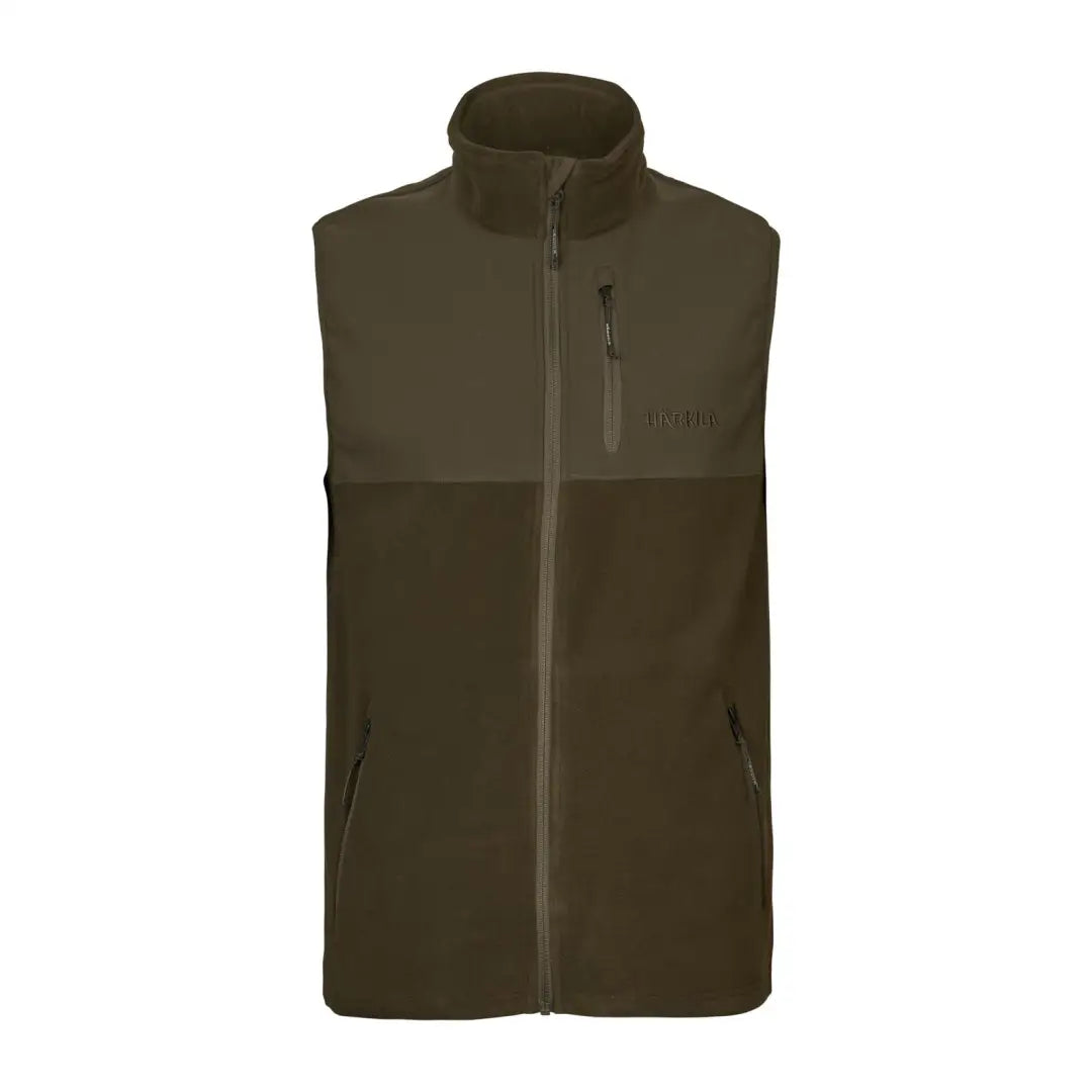 Olive green Härkila Fjell Fleece Waistcoat, breathable fleece waistcoat for outdoor wear