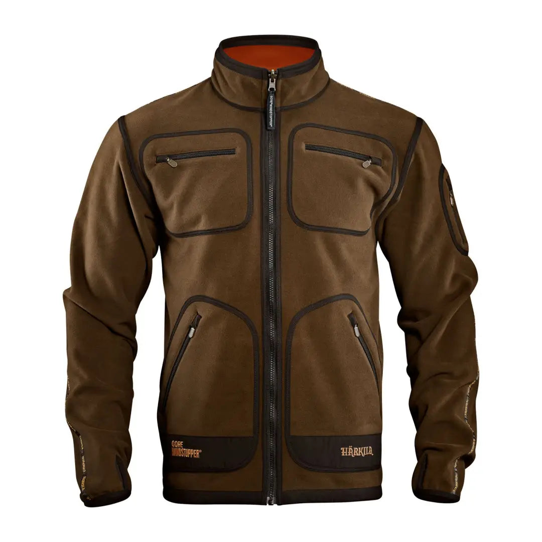 Brown fleece jacket with zippered pockets from Härkila Kamko Reversible Fleece Jacket for country clothing and hunting