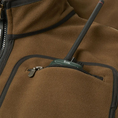 Brown fleece jacket with radio from Härkila Kamko Reversible Fleece Jacket for hunting