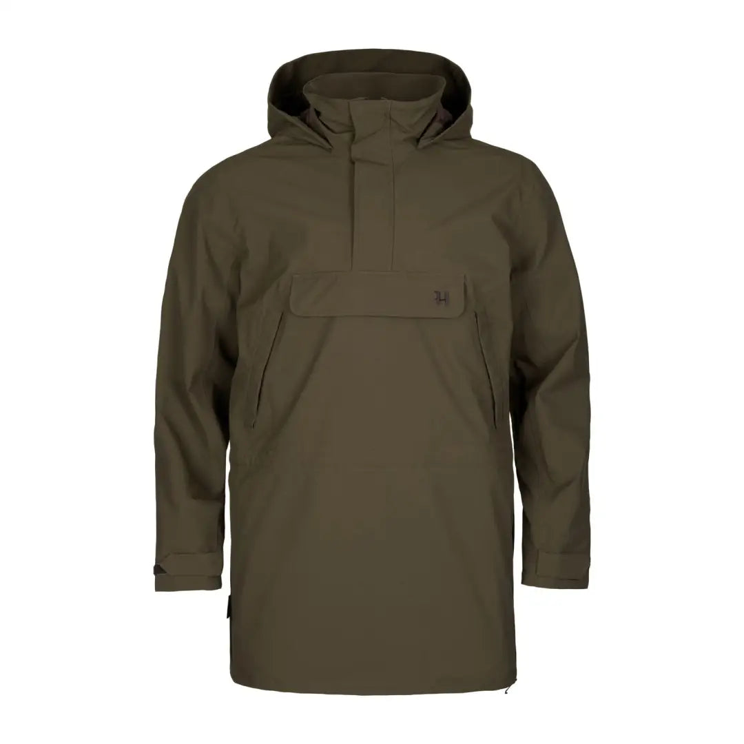 Olive green Härkila Orton Tech packable smock hooded anorak for country clothing