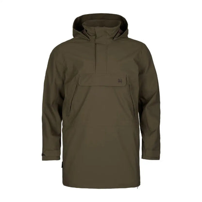 Olive green Härkila Orton Tech packable smock hooded anorak for country clothing
