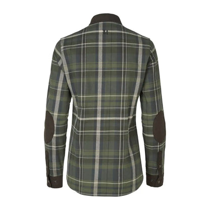 Green and gray plaid Härkila Pajala L/S Shirt Womens for country clothing and outdoor hunting