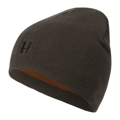 Brown knit beanie with folded brim from Härkila Reversible Beanie for country clothing and hunting
