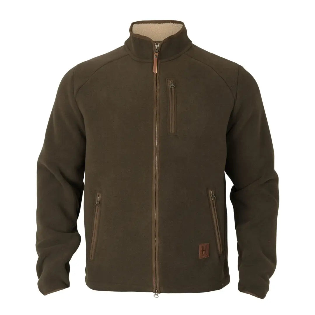 Olive green Härkila Sandhem Sherpa Fleece Jacket ideal for outdoor adventures