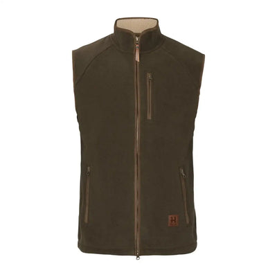 Olive green Härkila Sandhem Sherpa Fleece Waistcoat showing cozy sherpa fleece vibe