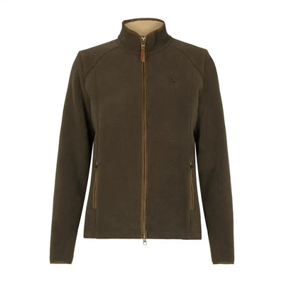 Olive green Härkila Sandhem Womens Sherpa Fleece Jacket showcasing cozy sherpa fleece style