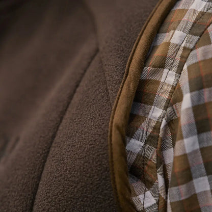 Brown jacket with plaid lining from Härkila Sandhem womens sherpa fleece waistcoat