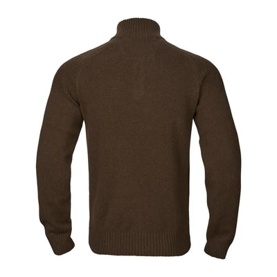 Brown knitted Turtleneck sweater from Härkila Vincent Merino Half Zip Pullover, cozy merino half zip pullover