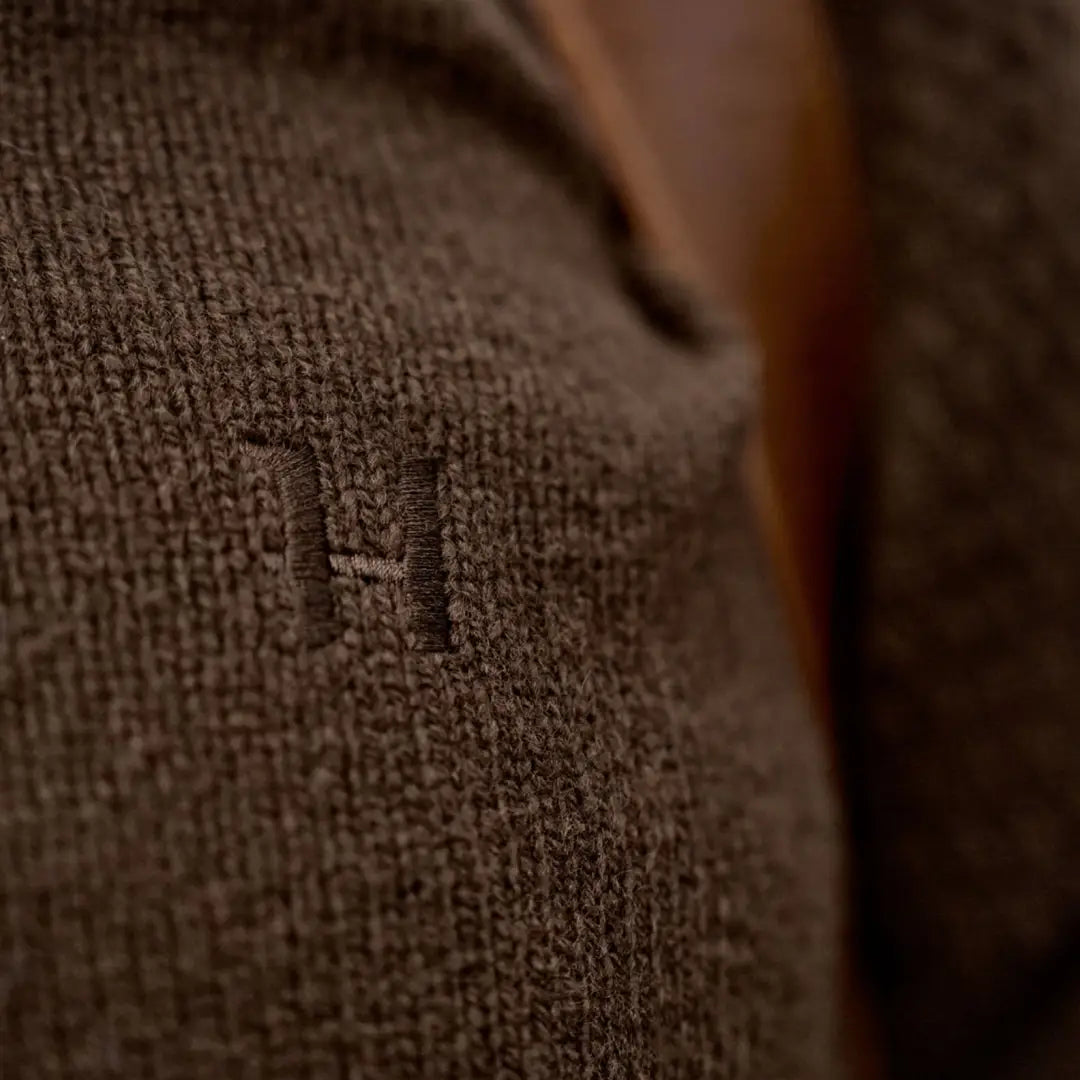 Brown knit sweater with H detail from Härkila Vincent Merino Half Zip Pullover