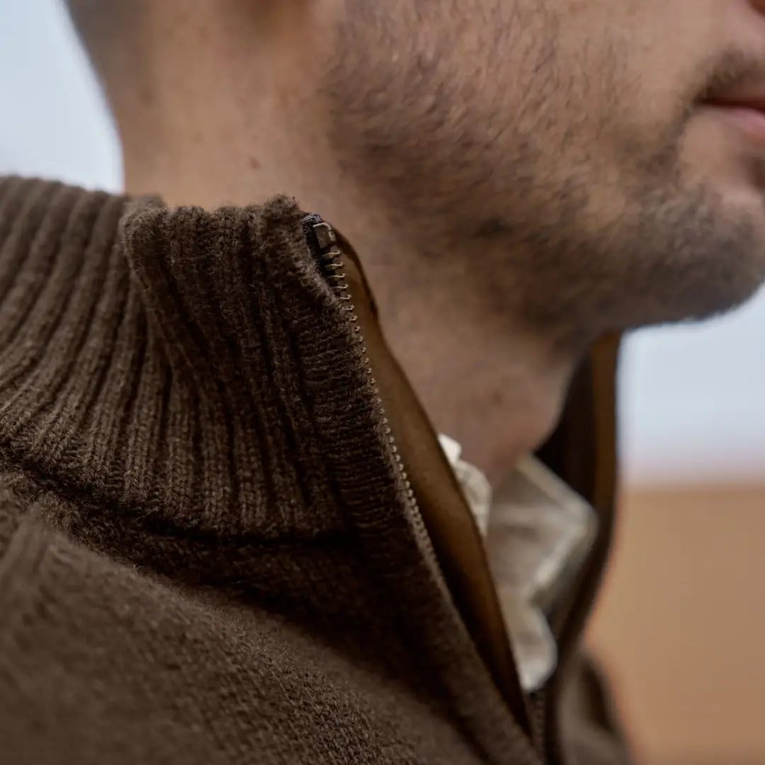 Brown Vincent Merino Half Zip Pullover, comfy merino half zip sweater for outdoor casuals