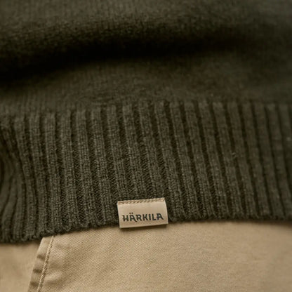 Olive green Härkila Vincent Merino Half Zip Pullover knit sweater with brand tag
