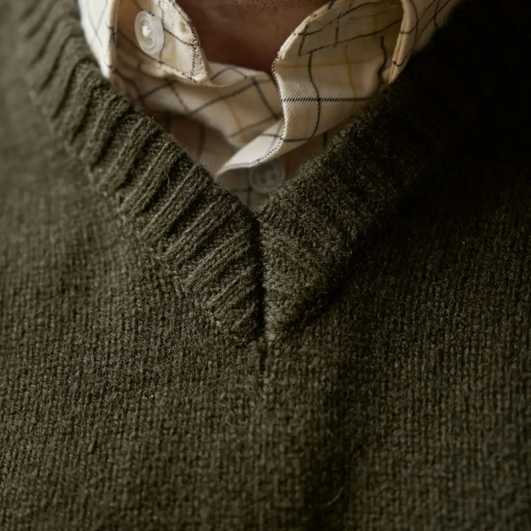 Olive green Vincent Merino V-Neck Pullover from Härkila Vincent Merino collection