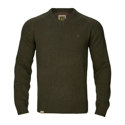 Olive green Vincent Merino V-Neck Pullover from Härkila Vincent Merino collection