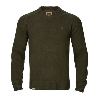 Olive green Vincent Merino V-Neck Pullover from Härkila Vincent Merino collection