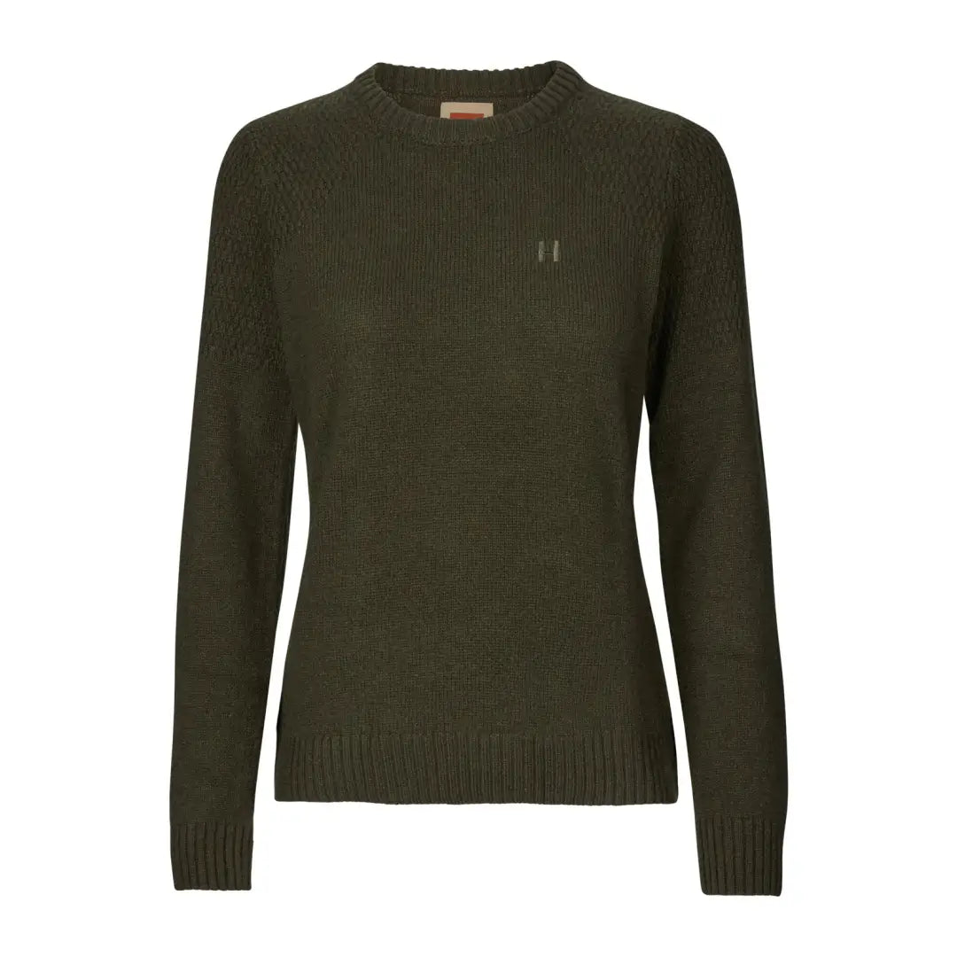 Olive green Härkila Vinnie Womens Merino Pullover, comfy merino pullover for women