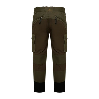 Dark green Harehill Ridgegate Cargo Trouser with pockets and black knee patches for hunting