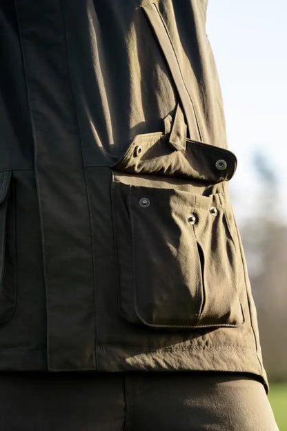 Olive green Ridgegate waterproof jacket with flap pockets