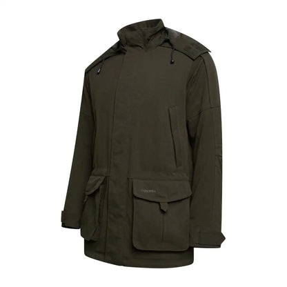 Olive green Harehill Ridgegate waterproof jacket with pockets and hood