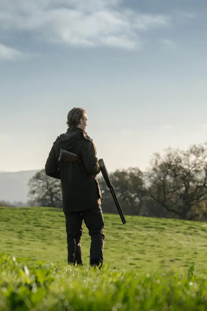 Dark green matte Harehill Ridgegate waterproof jacket with hood and quilting