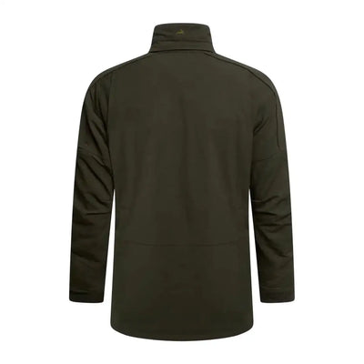 Dark olive green Ridgegate waterproof jacket with long sleeves and high collar