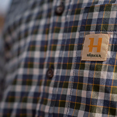 Plaid button-down Harkila Fjell Shirt with logo patch perfect for country clothing and outdoors