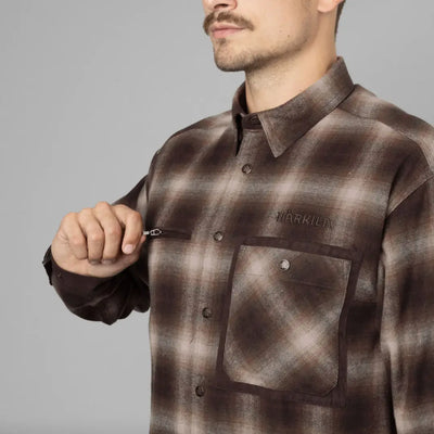 Plaid flannel Harkila Folke Shirt Jacket with collar and chest pocket for outdoor style