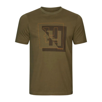 Olive green Harkila H-logo Short Sleeve T-Shirt perfect for country clothing and outdoor hunting