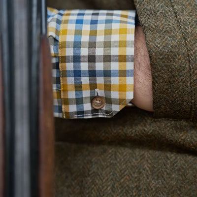 Gingham shirt cuff with button detail on Harkila Kenmore Waistcoat